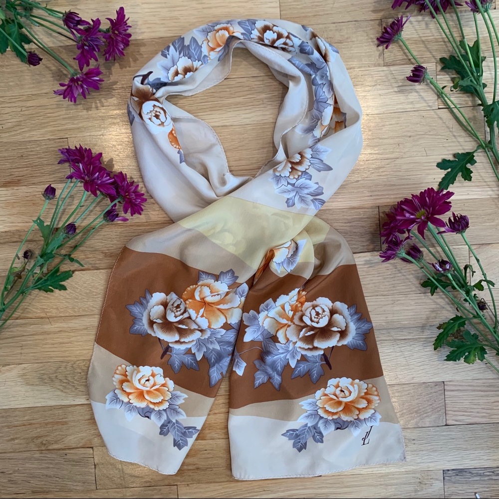 Vintage Silk Rose Scarf